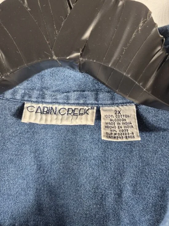 VTG Cabin Creek Women's Blue Denim 100%COTTON Single Pocket Top Plus Size 2X - Picture 3 of 7